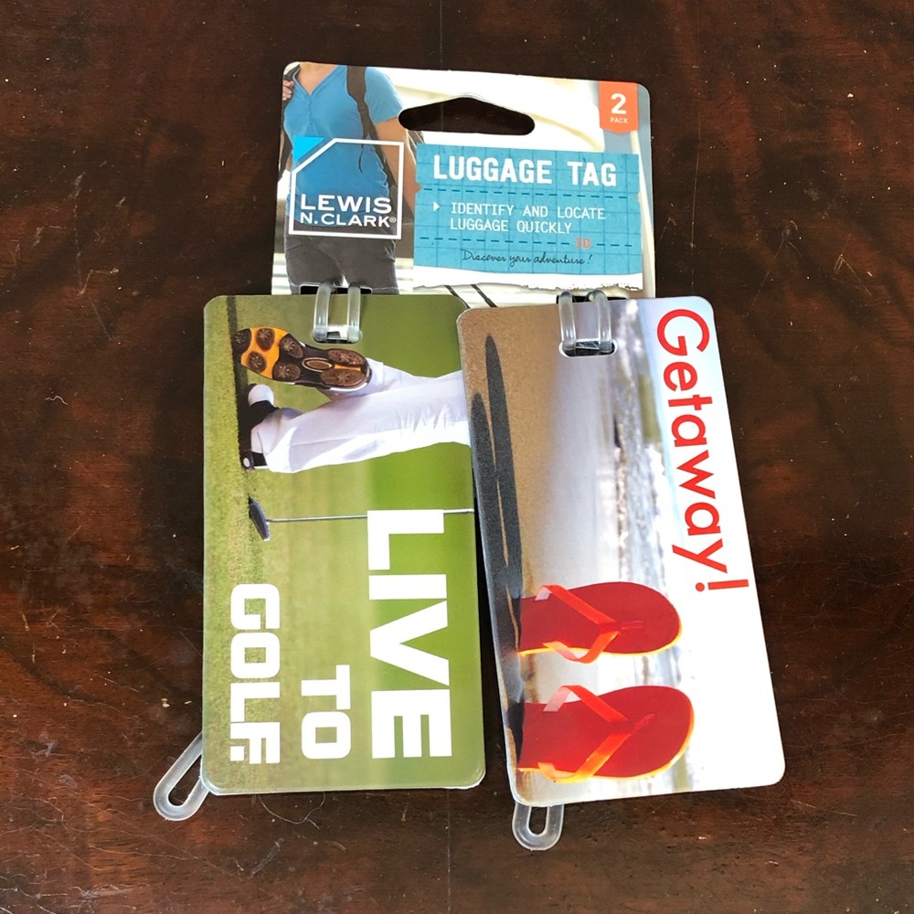 Lewis N. Clark set of 2 luggage tags golf beach NWT